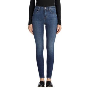 J Brand Solid Blue Dark Wash Mid Rise Moxie Skinny Denim Jeans